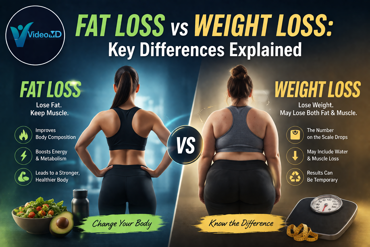 Comparison of fat loss and weight loss